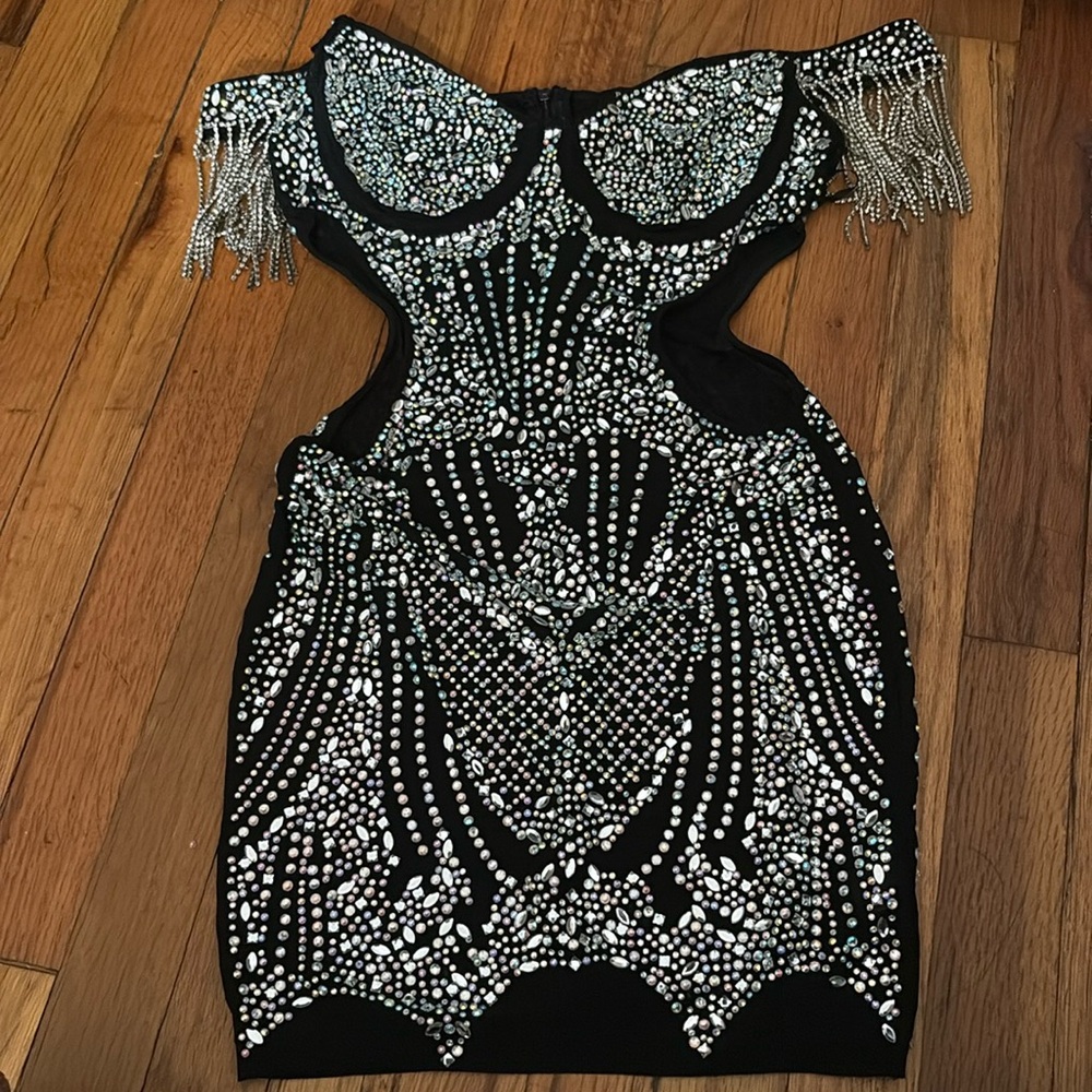 Black blinged out dress with rhinestones